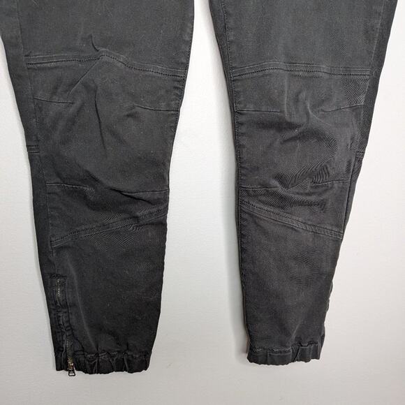 Frame Washed Black Banded Bottom Trapunto Moto Pant Anke Zip Relaxed Fit Size 30 - Picture 7 of 10